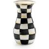 MACKENZIE-CHILDS Enamel Vase, Unique Flower-Vase Decor for Living Room, Tall, Light-Blue-and-White Sky Check(Courtly Check)