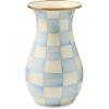 MACKENZIE-CHILDS Enamel Vase, Unique Flower-Vase Decor for Living Room, Tall, Light-Blue-and-White Sky Check(Sky Check)