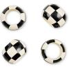 MACKENZIE-CHILDS Set of 4 Wood Napkin Rings, Fancy Napkin-Holder Rings, Black-and-White Check