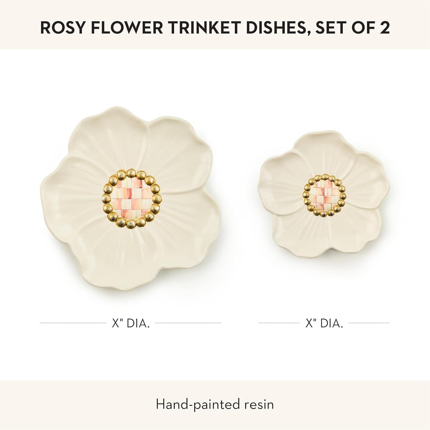 image:imageMACKENZIECHILDS Set of 2 Resin Trinket Dishes Decorative Trays and Jewelry Holders PinkandWhite Rosy Flower
