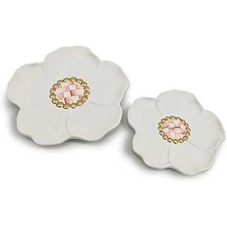 image:imageMACKENZIECHILDS Set of 2 Resin Trinket Dishes Decorative Trays and Jewelry Holders PinkandWhite Rosy Flower