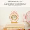 MACKENZIE-CHILDS Desk Clock, Retro Analog Clock for Room Decor, Pink-and-White It’s All About The Bow