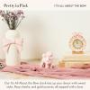 MACKENZIE-CHILDS Desk Clock, Retro Analog Clock for Room Decor, Pink-and-White It’s All About The Bow