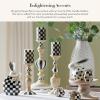 MACKENZIE-CHILDS Pillar Candle Holders, Decorative Candlesticks, Black-and-White Courtly Check and Courtly Stripe, Set of 3