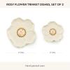 MACKENZIE-CHILDS Set of 2 Resin Trinket Dishes, Decorative Trays and Jewelry Holders, Pink-and-White Rosy Flower