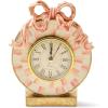 MACKENZIE-CHILDS Desk Clock, Retro Analog Clock for Room Decor, Pink-and-White It’s All About The Bow