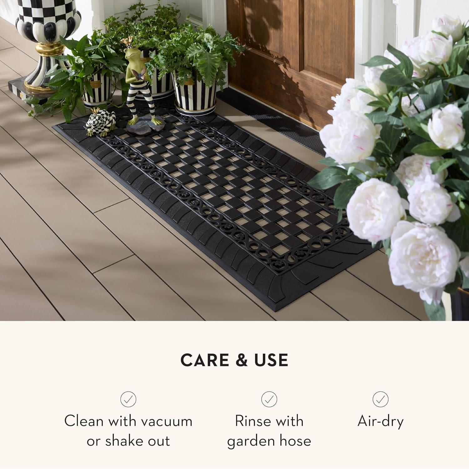 image:imageMACKENZIECHILDS Rubber DoubleDoor Mat Decorative Outdoor Floor or Front Door Mat 24 x 57 Classic Check