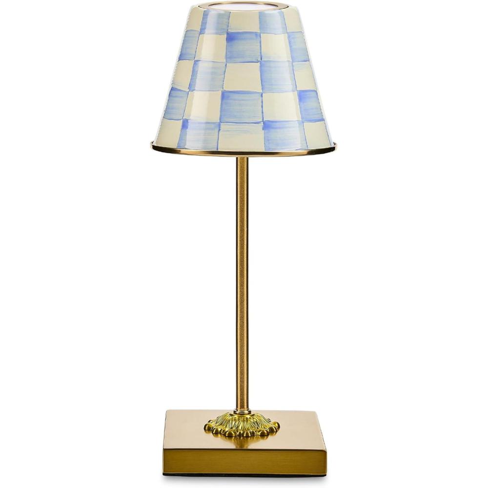 image:imageMACKENZIECHILDS LED Rechargeable Cafe Table Lamp Cordless Decorative Lamp LightBlueandWhite Sky CheckSky Check