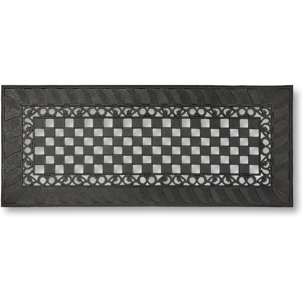 image:imageMACKENZIECHILDS Rubber DoubleDoor Mat Decorative Outdoor Floor or Front Door Mat 24 x 57 Classic Check