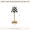 MACKENZIE-CHILDS LED Rechargeable Cafe Table Lamp, Cordless Decorative Lamp, Light-Blue-and-White Sky Check(Courtly Check)
