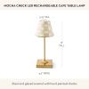 MACKENZIE-CHILDS LED Rechargeable Cafe Table Lamp, Cordless Decorative Lamp, Light-Blue-and-White Sky Check(Mocha Check)