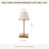 MACKENZIE-CHILDS LED Rechargeable Cafe Table Lamp, Cordless Decorative Lamp, Light-Blue-and-White Sky Check(Rosy Check)