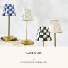 MACKENZIE-CHILDS LED Rechargeable Cafe Table Lamp, Cordless Decorative Lamp, Light-Blue-and-White Sky Check(Royal Check)