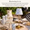 MACKENZIE-CHILDS LED Rechargeable Cafe Table Lamp, Cordless Decorative Lamp, Light-Blue-and-White Sky Check(Sky Check)