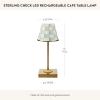 MACKENZIE-CHILDS LED Rechargeable Cafe Table Lamp, Cordless Decorative Lamp, Light-Blue-and-White Sky Check(Sterling Check)