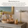 MACKENZIE-CHILDS LED Rechargeable Disk Table Lamp, Cordless Decorative Lamp, Purple-and-White Violet Check(Mocha Check)