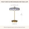 MACKENZIE-CHILDS LED Rechargeable Disk Table Lamp, Cordless Decorative Lamp, Purple-and-White Violet Check(Violet Check)
