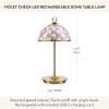 MACKENZIE-CHILDS LED Rechargeable Dome Table Lamp, Cordless Decorative Lamp, Purple-and-White Violet Check(Violet Check)
