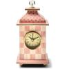 MACKENZIE-CHILDS Desk Clock, Decorative Analog Clock for Living Room or Office, Pink-and-White Rosy Check