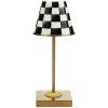 MACKENZIE-CHILDS LED Rechargeable Cafe Table Lamp, Cordless Decorative Lamp, Light-Blue-and-White Sky Check(Courtly Check)