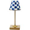 MACKENZIE-CHILDS LED Rechargeable Cafe Table Lamp, Cordless Decorative Lamp, Light-Blue-and-White Sky Check(Royal Check)