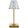 MACKENZIE-CHILDS LED Rechargeable Cafe Table Lamp, Cordless Decorative Lamp, Light-Blue-and-White Sky Check(Sky Check)