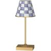 MACKENZIE-CHILDS LED Rechargeable Cafe Table Lamp, Cordless Decorative Lamp, Light-Blue-and-White Sky Check(Violet Check)