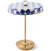 MACKENZIE-CHILDS LED Rechargeable Disk Table Lamp, Cordless Decorative Lamp, Purple-and-White Violet Check(Royal Check)