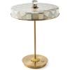 MACKENZIE-CHILDS LED Rechargeable Disk Table Lamp, Cordless Decorative Lamp, Purple-and-White Violet Check(Sterling Check)