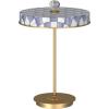MACKENZIE-CHILDS LED Rechargeable Disk Table Lamp, Cordless Decorative Lamp, Purple-and-White Violet Check(Violet Check)