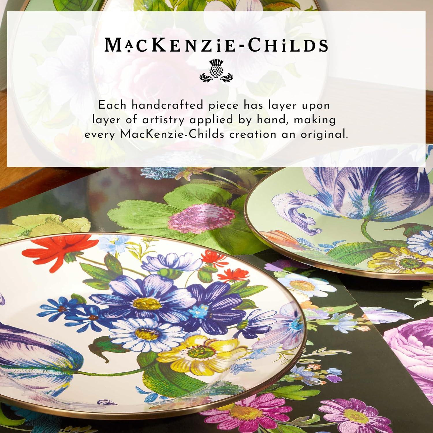 image:imageMACKENZIECHILDS Enamel Abundant Bowl Decorative or Serving Bowl 13Cup Capacity Wild Rose SlateWhite Flower Market