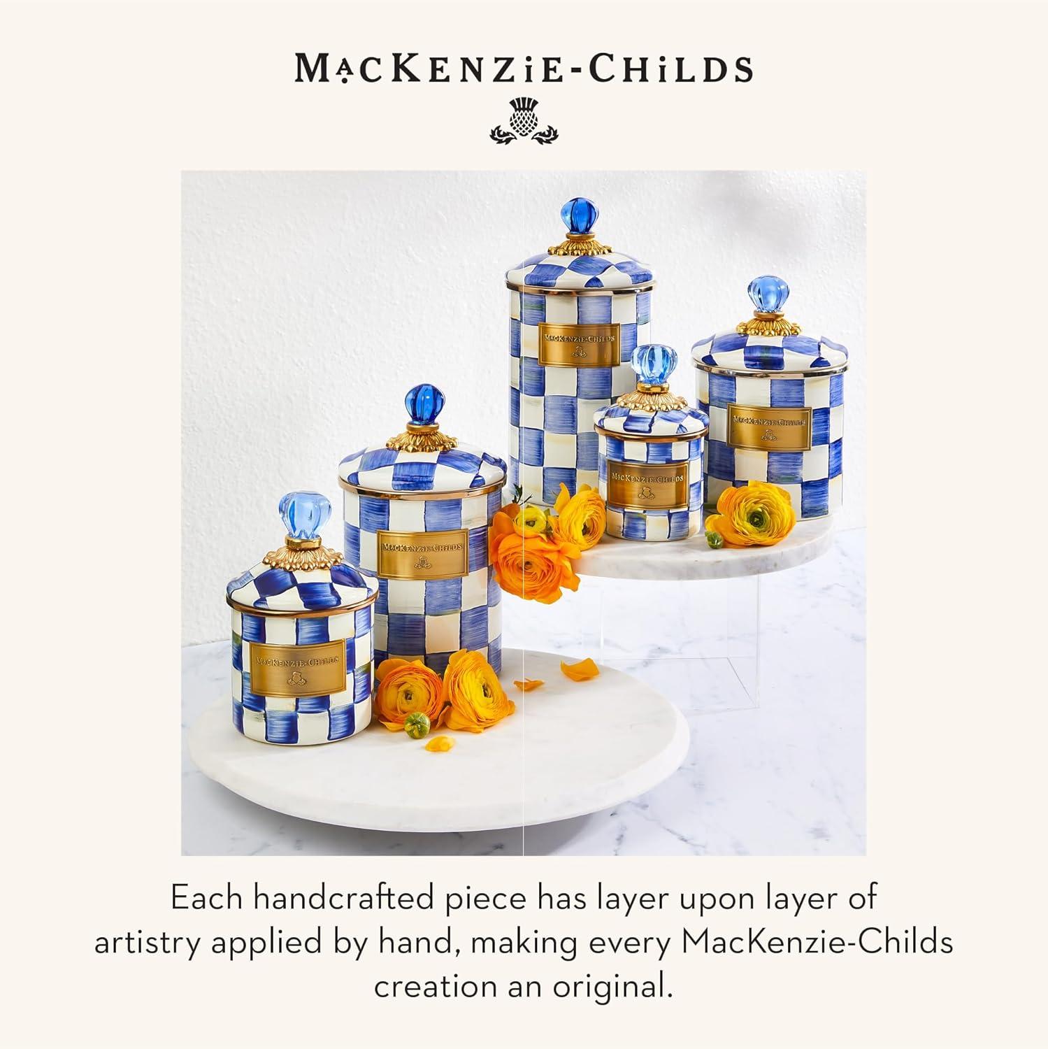 image:imageMACKENZIECHILDS Enamel Canister Kitchen Storage Container with Lid Medium 48Ounce Capacity LightBlueandWhite Sky CheckRoyal Check