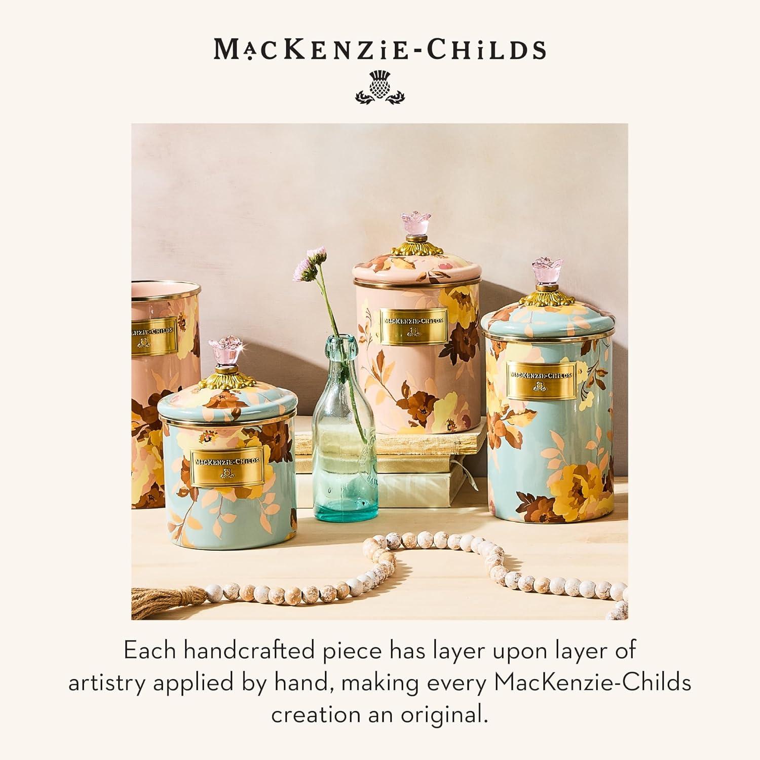 image:imageMACKENZIECHILDS Enamel Canister Kitchen Storage Container with Lid Small 38Ounce Capacity Wild Rose MauveSlate Wild Rose
