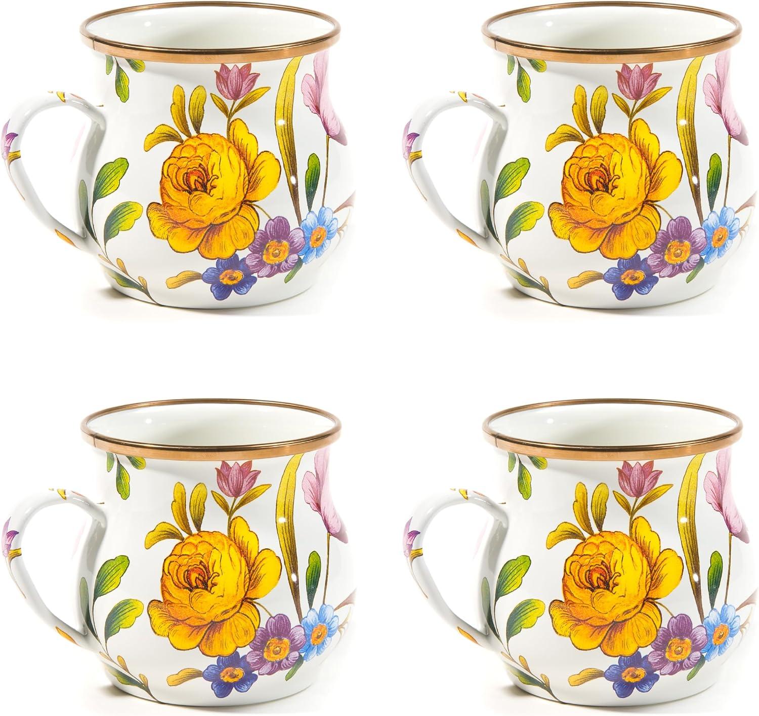 image:imageMACKENZIECHILDS Enamel Mug Cute Enamelware Tea or Coffee Mug 16 Ounces Wild Rose SlateWhite Flower Market
