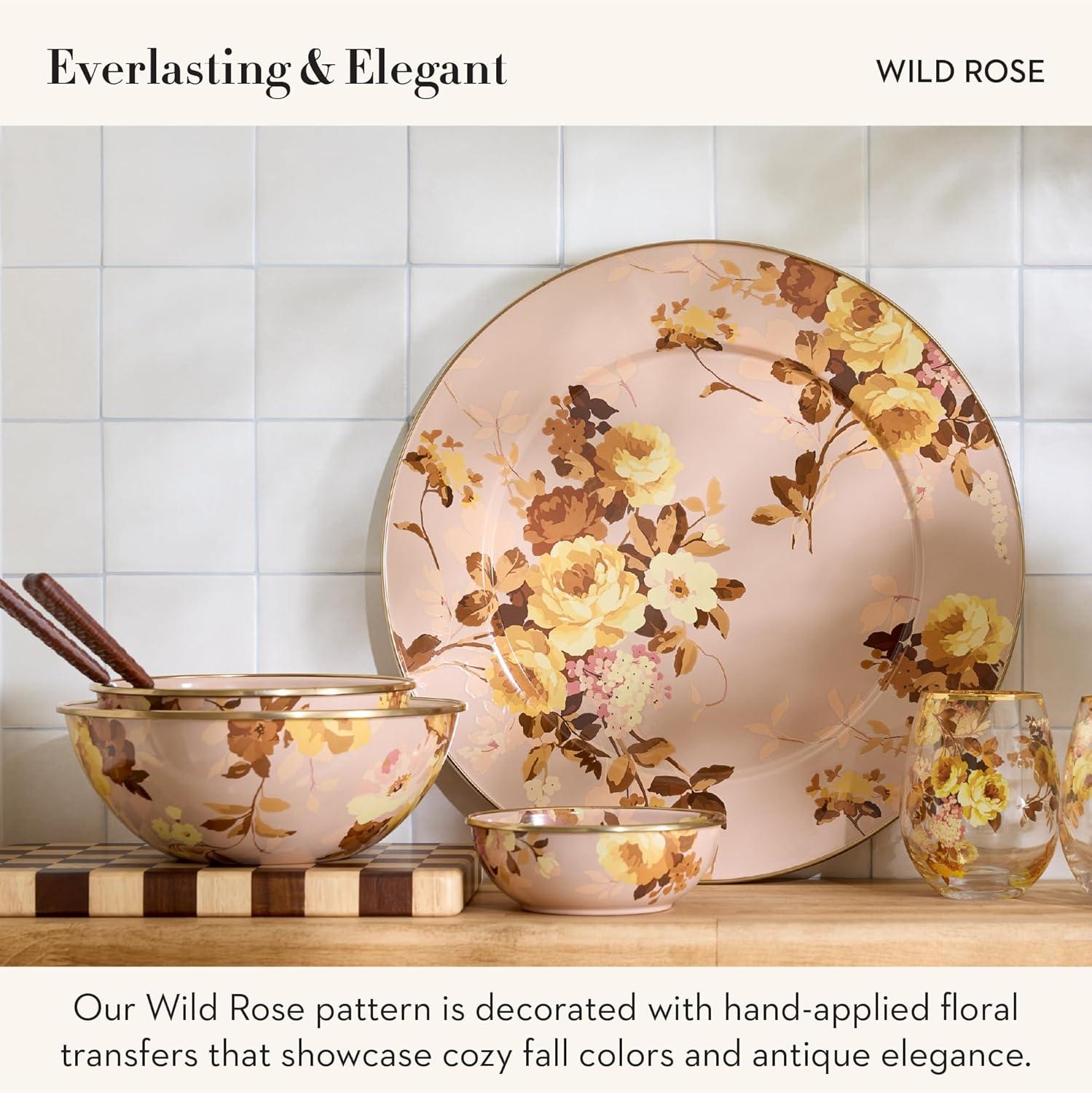 image:imageMACKENZIECHILDS Everyday Bowl Serving Bowl for Entertaining Extra Large Wild Rose SlateMauve Wild Rose