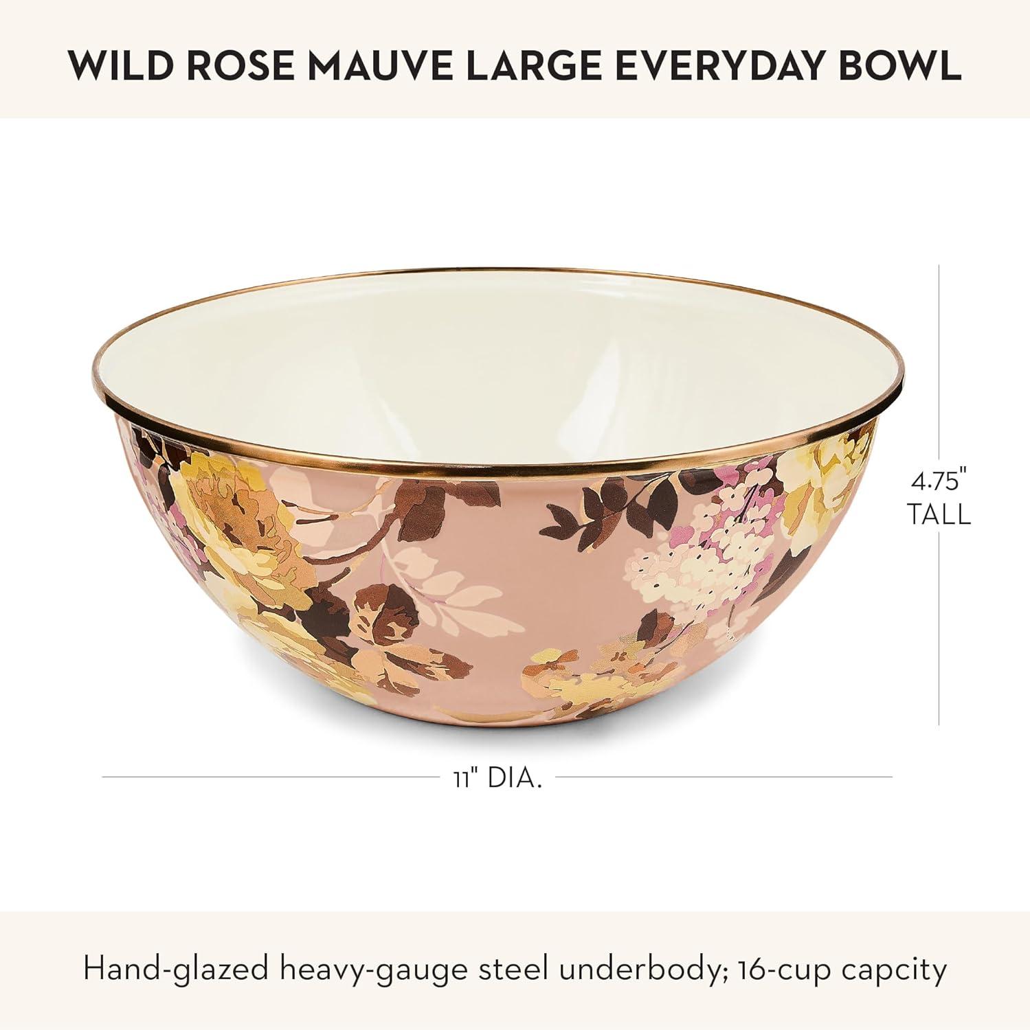 image:imageMACKENZIECHILDS Everyday Bowl Serving Bowl for Entertaining Extra Large Wild Rose SlateMauve Wild Rose