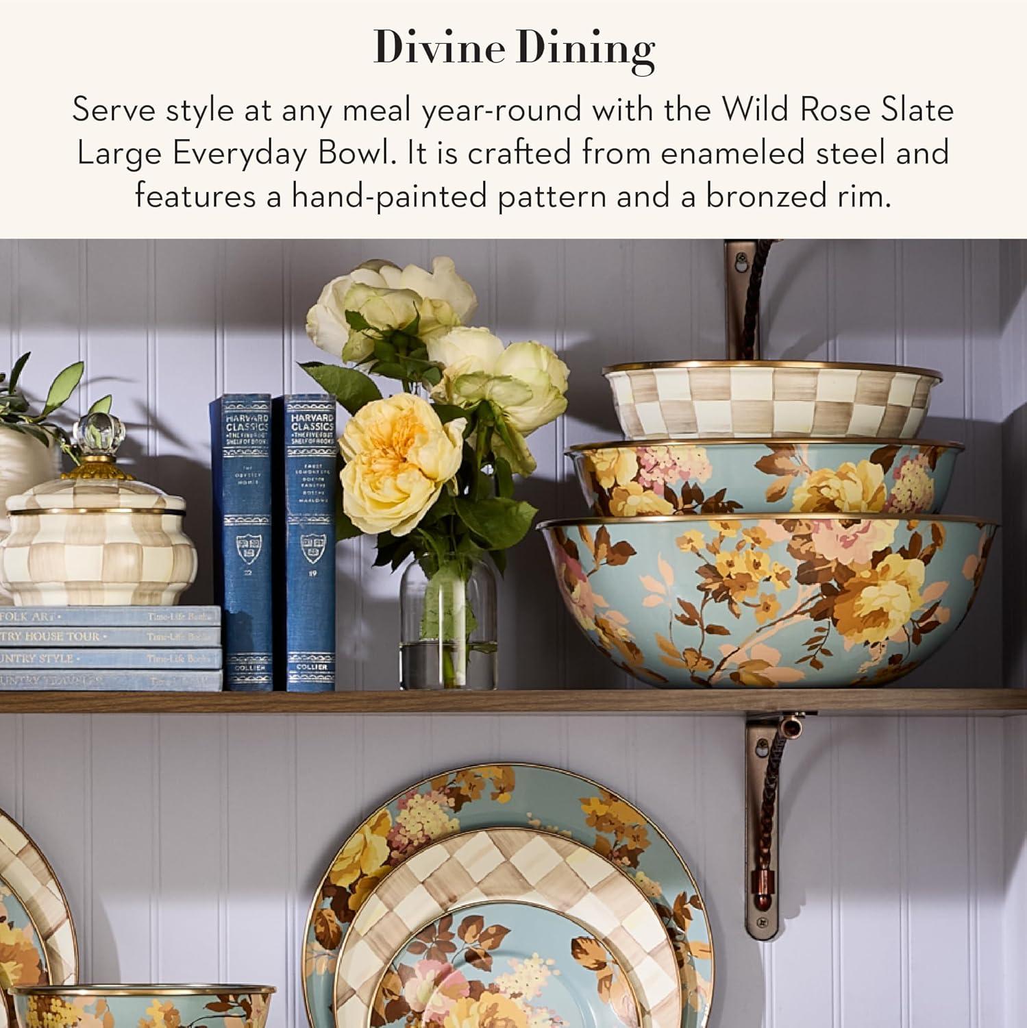 image:imageMACKENZIECHILDS Everyday Bowl Serving Bowl for Entertaining Extra Large Wild Rose SlateSlate Wild Rose