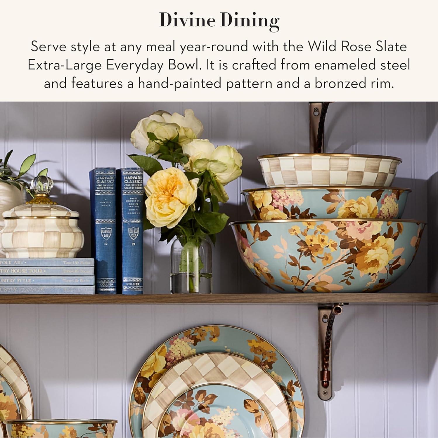 image:imageMACKENZIECHILDS Everyday Bowl Serving Bowl for Entertaining Extra Large Wild Rose SlateSlate Wild Rose