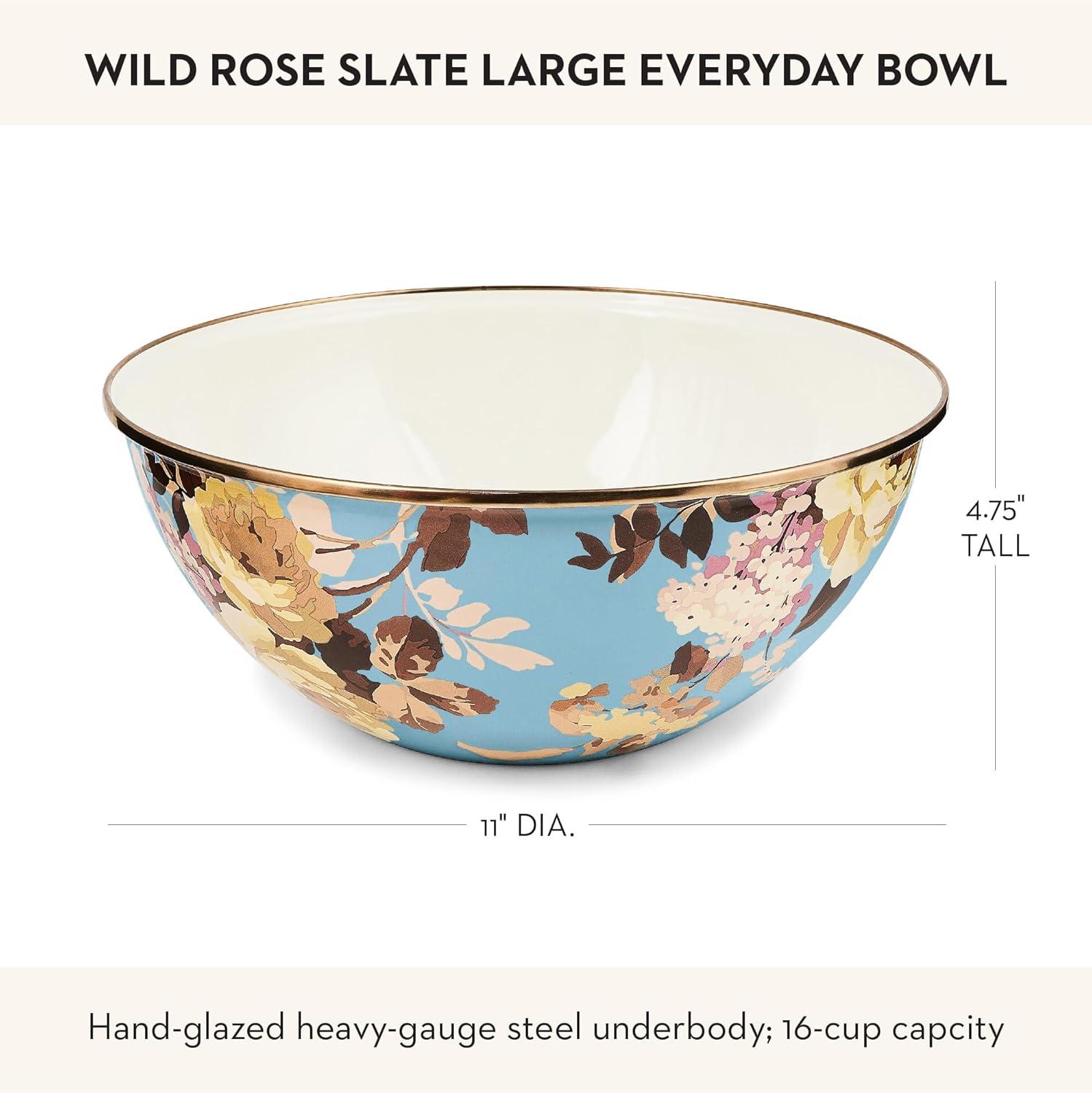 image:imageMACKENZIECHILDS Everyday Bowl Serving Bowl for Entertaining Extra Large Wild Rose SlateSlate Wild Rose