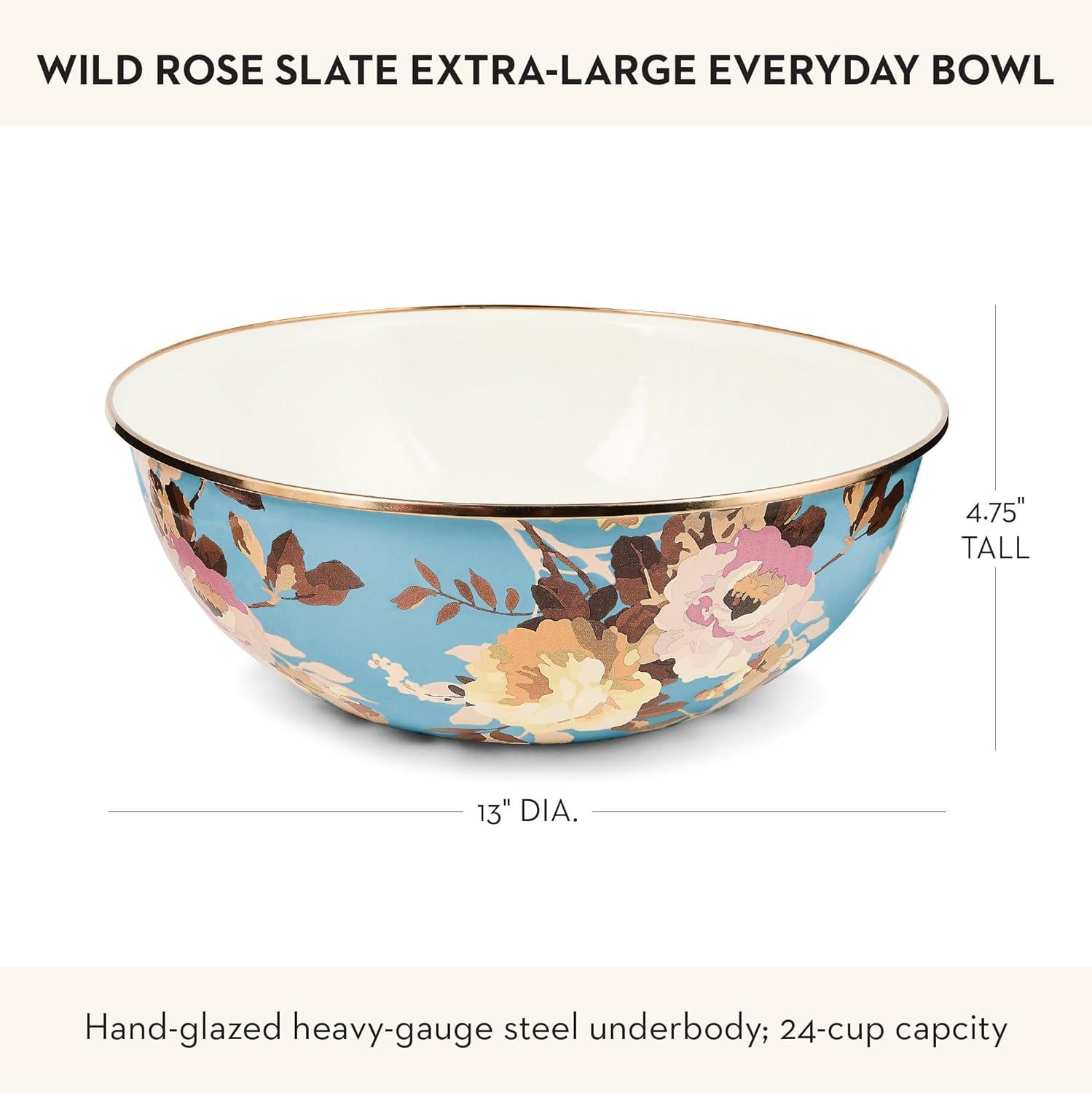 image:imageMACKENZIECHILDS Everyday Bowl Serving Bowl for Entertaining Extra Large Wild Rose SlateSlate Wild Rose