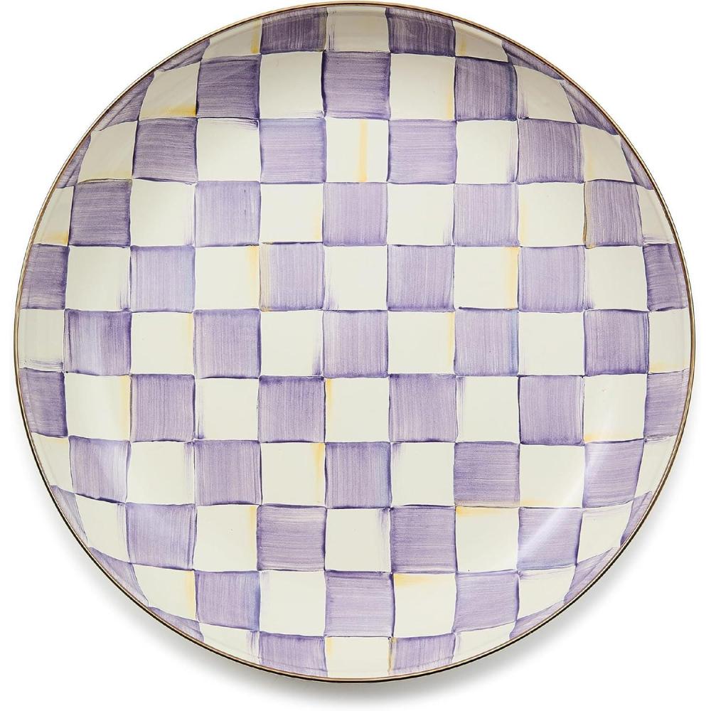 image:imageMACKENZIECHILDS Enamel Abundant Bowl Decorative or Serving Bowl 13Cup Capacity Wild Rose SlateViolet Check