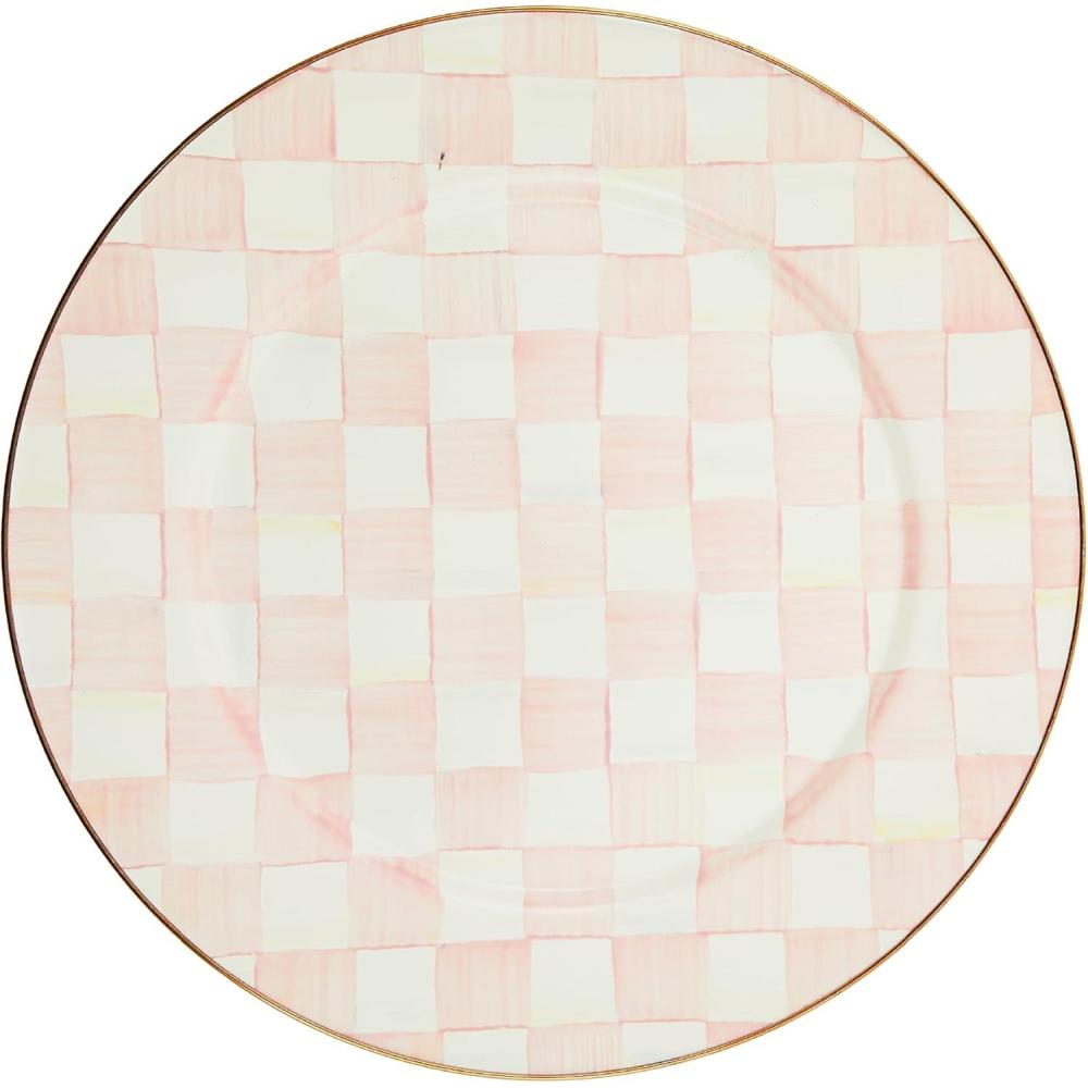 image:imageMACKENZIECHILDS Enamel Serving Platter Decorative Serving Platter for Food 16 Inches Wild Rose MauveRosy Check