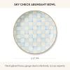 MACKENZIE-CHILDS Enamel Abundant Bowl, Decorative or Serving Bowl, 13-Cup Capacity, Wild Rose Slate(Sky Check)