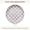MACKENZIE-CHILDS Enamel Abundant Bowl, Decorative or Serving Bowl, 13-Cup Capacity, Wild Rose Slate(Violet Check)