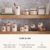 MACKENZIE-CHILDS Enamel Canister, Kitchen Storage Container with Lid, Demi, 24-Ounce Capacity, Light-Blue-and-White Sky Check(Rosy Check)