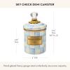 MACKENZIE-CHILDS Enamel Canister, Kitchen Storage Container with Lid, Demi, 24-Ounce Capacity, Light-Blue-and-White Sky Check(Sky Check)