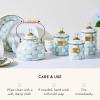 MACKENZIE-CHILDS Enamel Canister, Kitchen Storage Container with Lid, Medium, 48-Ounce Capacity, Light-Blue-and-White Sky Check(Sky Check)