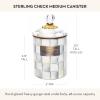 MACKENZIE-CHILDS Enamel Canister, Kitchen Storage Container with Lid, Medium, 48-Ounce Capacity, Light-Blue-and-White Sky Check(Sterling Check)
