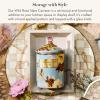 MACKENZIE-CHILDS Enamel Canister, Kitchen Storage Container with Lid, Medium, 48-Ounce Capacity, Wild Rose Mauve(Slate Wild Rose)