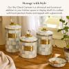 MACKENZIE-CHILDS Enamel Canister, Kitchen Storage Container with Lid, Small, 38-Ounce Capacity, Light-Blue-and-White Sky Check(Sky Check)